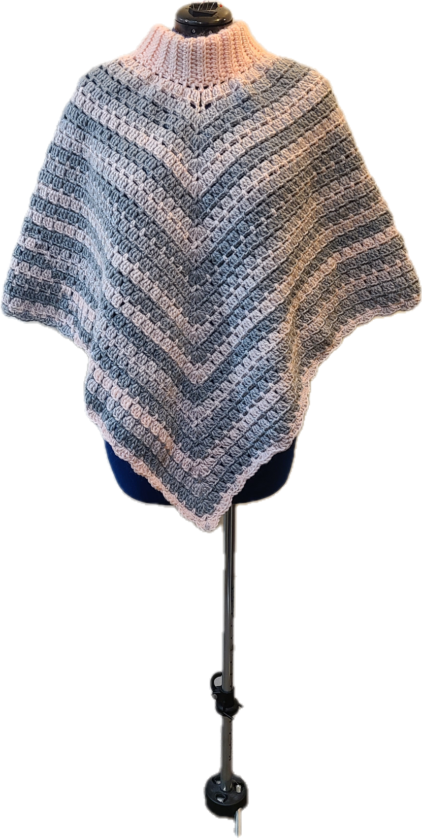 Crochet poncho-gray/pink