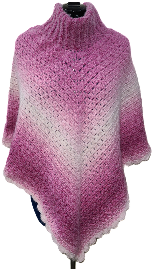 Crochet poncho-pink