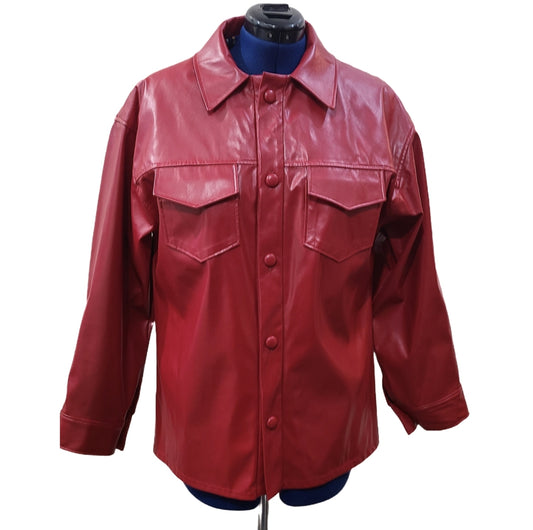 The Shacket vegan leather-red